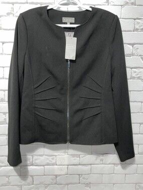 Laura Suit Jacket Womens 8 Black Zip Up Blazer Dress Coat Ladies NWT
